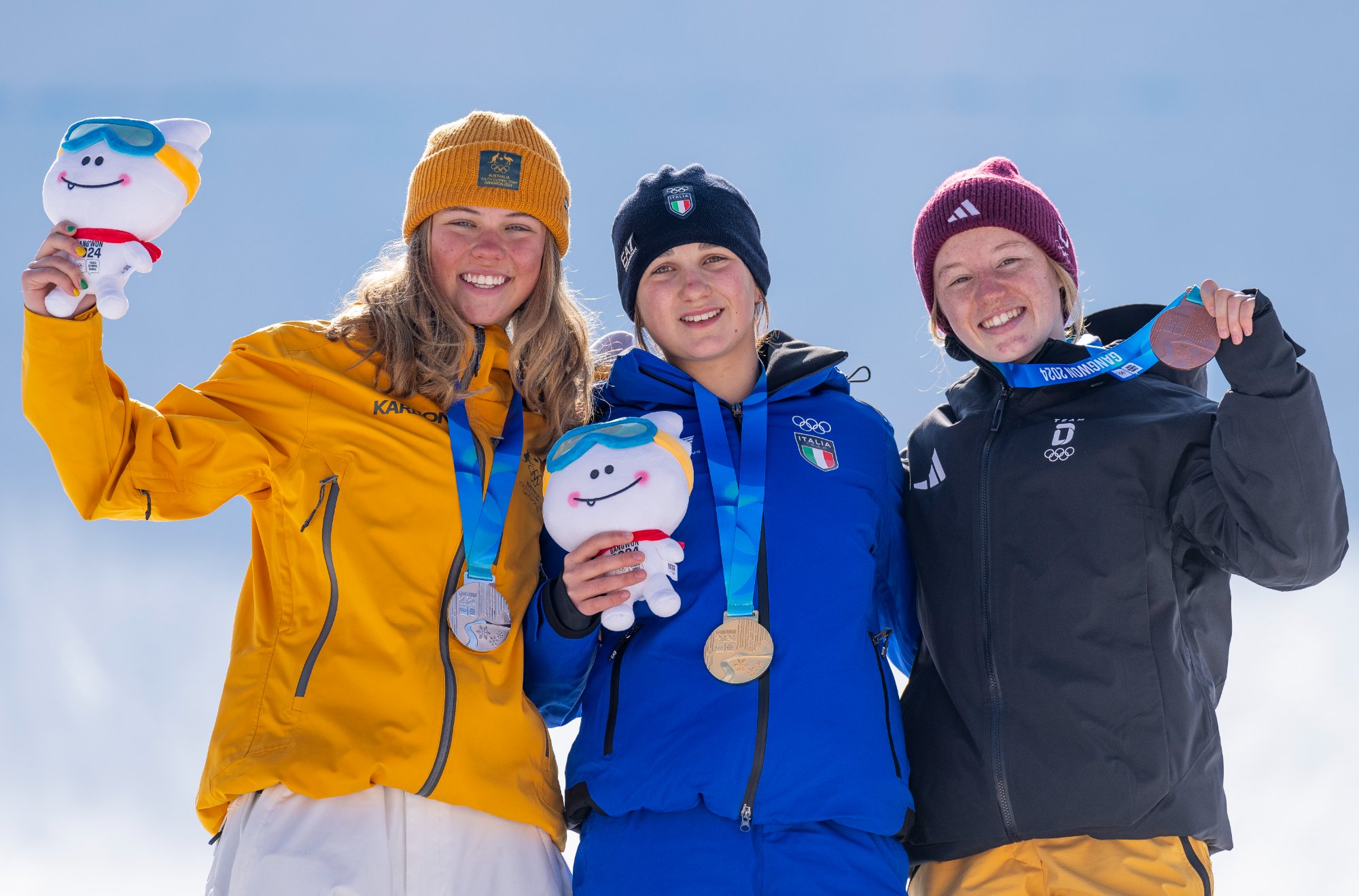 Daisy Thomas on the Youth Olympic podium, Gangwon 2024